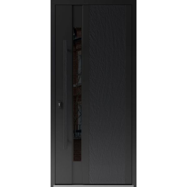 Front Exterior Prehung Steel Door / Dekton 0163 Ardesia Nero / Entry Metal Modern Painted W36" x H80" Right hand Inswing