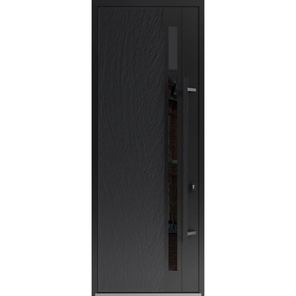 Front Exterior Prehung Steel Door / Dekton 0163 Ardesia Nero 96”/ Entry Metal Modern Painted W36" x H96" Left hand Inswing