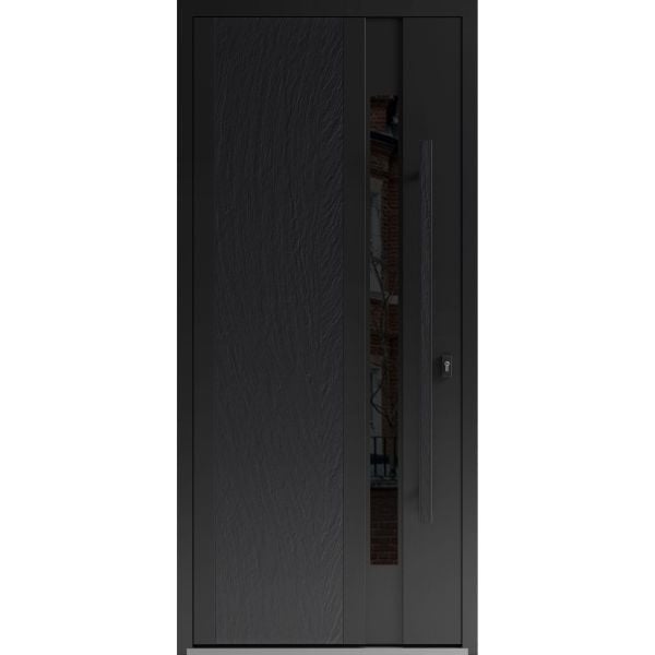 Front Exterior Prehung Steel Door / Dekton 0163 Ardesia Nero / Entry Metal Modern Painted W36" x H80" Left hand Inswing