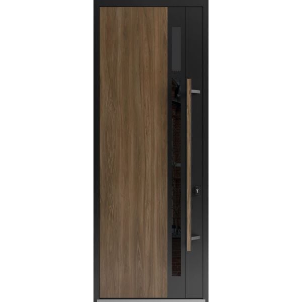 Front Exterior Prehung Steel Door / Dekton 0163 Venezia Noce 96”/ Entry Metal Modern Painted W36" x H96" Left hand Inswing