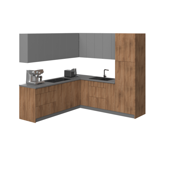 Kitchen Urban Collection Natural Teak & Gray Color Base Size 8x8Ft Wide