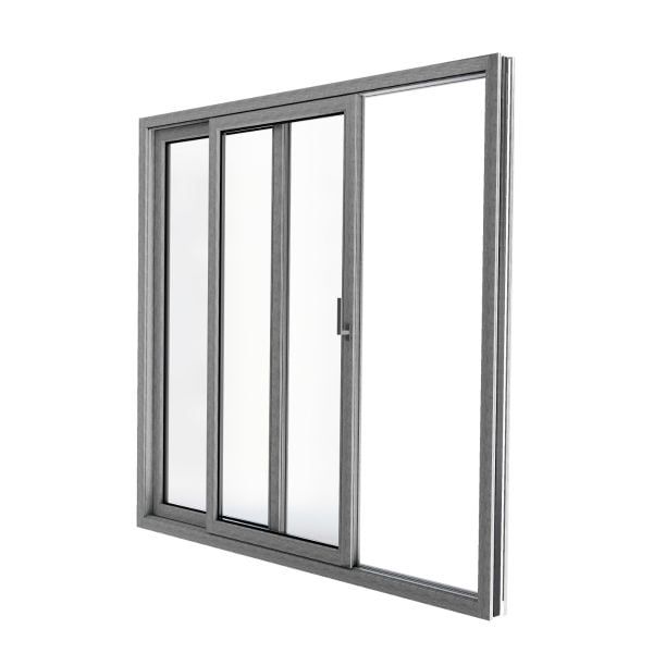 Patio Exterior Metal-Plastic Sliding Doors / Patio 8166 Grey Ash 72" x 80" Right active door / Tempered Clear Glass Bypass Door