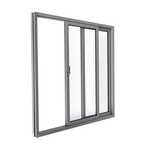 Patio Exterior Metal-Plastic Sliding Doors / Patio 8166 Grey Ash 72" x 80" Left active door / Tempered Clear Glass Bypass Door