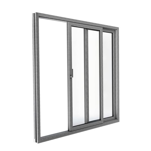 Patio Exterior Metal-Plastic Sliding Doors / Patio 8166 Gray Ash 64" x 80" Left active door / Tempered Clear Glass Bypass Door