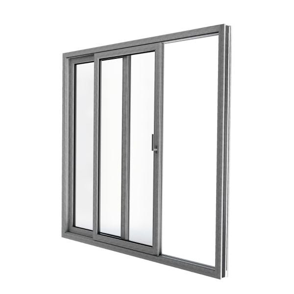 Patio Exterior Metal-Plastic Sliding Doors / Patio 8166 Grey Ash 64" x 80" Right active door / Tempered Clear Glass Bypass Door