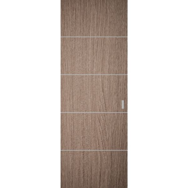 Hidden Barn | Planum 0020 Grey Oak | Sturdy Finished Flush Modern Doors | Magic Concealed Sliding Set 42" x 96"
