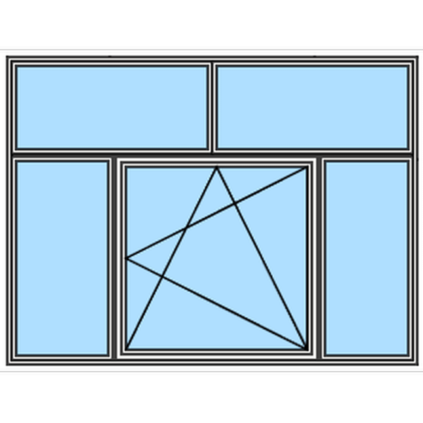 Five-Part Window PVC, Center Section Operable