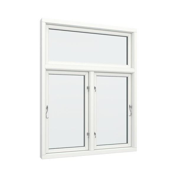 Casement Window PVC with Side Hinges, 2 Opening Sections, Fixed Top