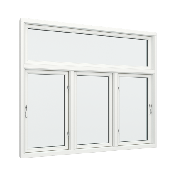 Side-Hung Window PVC with 3 Sections, All Opening (Left, Left, Right), Fixed Top
