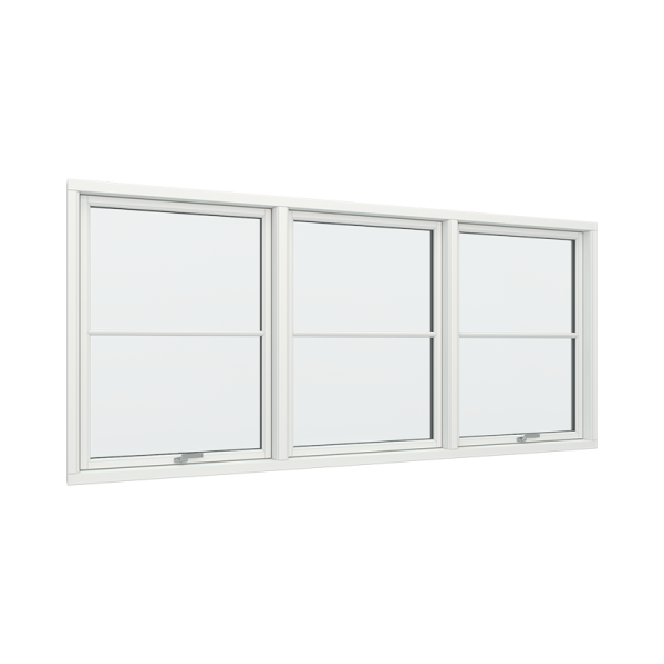 Bay 3 Windows PVC with Top Control, Glass Panels 1x2