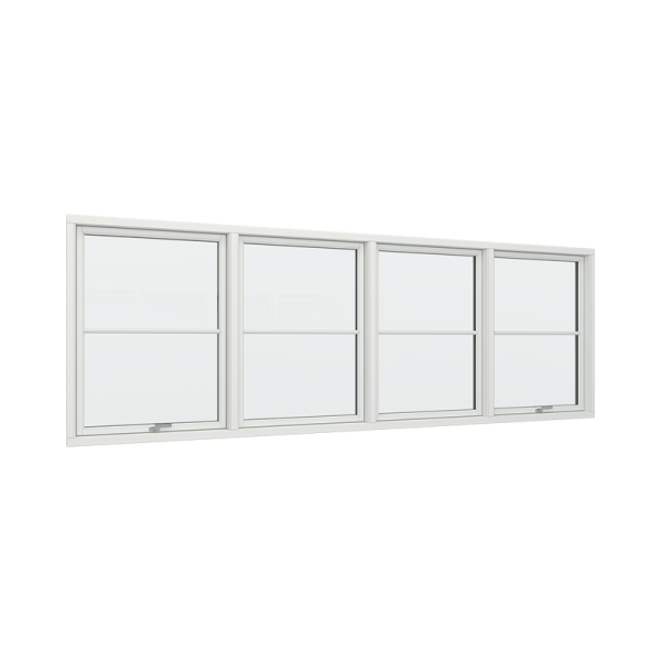 Bay 4 Windows PVC with Top Control, Glass Panels 1x2