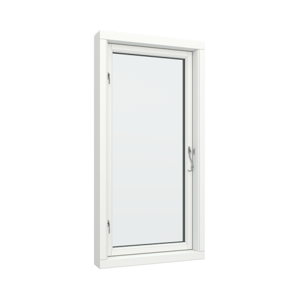 Single-Glass Aluminum Casement Window with Side Hinges, Size 30 x 60, White, Double Pane, Transpered Glass (View from inside)