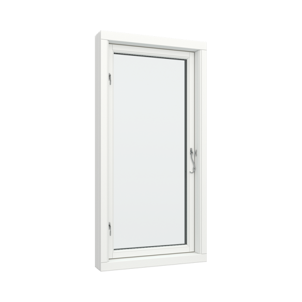 Single-Glass Aluminum Casement Window with Side Hinges, Size 30 x 60, White, Double Pane, Sateen Glass (View from inside)