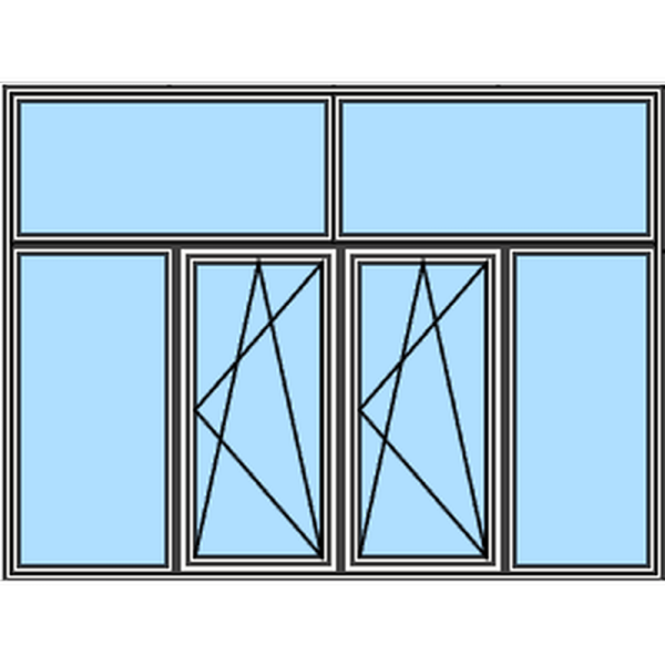 Six-Part Window PVC, Two Center Sections Operable