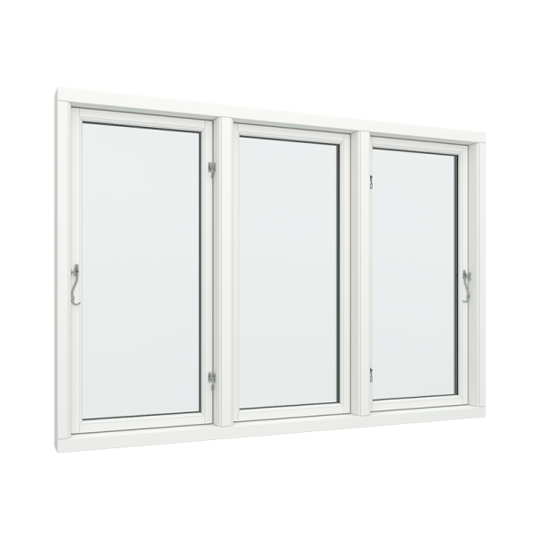 Triple-Glass PVC Casement Window with Side Hinges (3 Opening, Left, Left, Right)