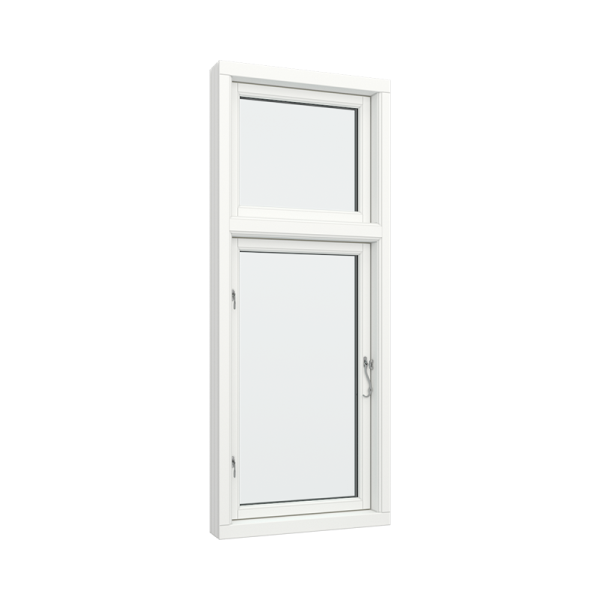 Casement Window Aluminum with Side Hinges, Size 60 x 70 Single Glass, Right Opening, Fixed Top, White, Triple Pane, Transpered Glass (View from inside)