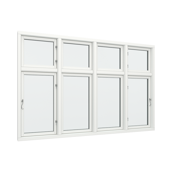Casement Window PVC with Side Hinges, Four Windows