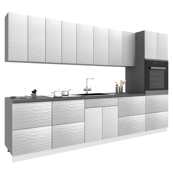Kitchen Quadro Collection White Color 3D Surface Base Size 11Ft Wide