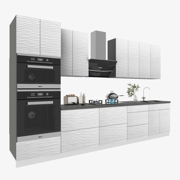 Kitchen Interno Collection White Color 3D Surface Base Size 12Ft Wide