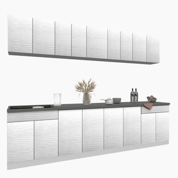 Kitchen Soft Collection White Color 3D Surface Base Size 10Ft Wide
