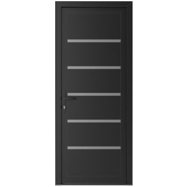 Front Exterior Prehung Metal-PlasticDoor | Manux 8415 Matte Black | Office Commercial and Residential Doors Entrance Patio Garage W32" x H80" Right hand Inswing