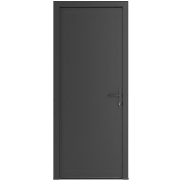 Front Exterior Prehung Metal-PlasticDoor Frosted Glass | Manux 8111 Antracite Grey | Office Commercial and Residential Doors Entrance Patio Garage W36" x H80" Left hand Inswing