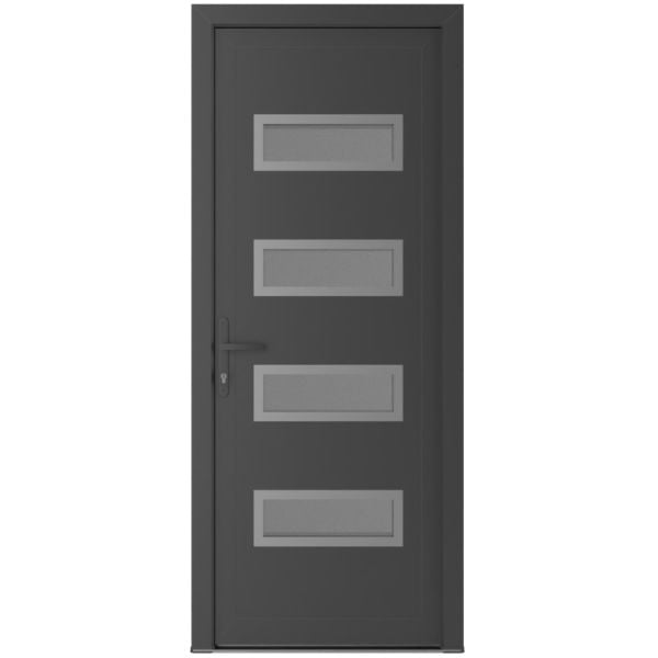 Front Exterior Prehung Metal-PlasticDoor | Manux 8113 Antracite Grey | Office Commercial and Residential Doors Entrance Patio Garage W32" x H80" Right hand Inswing