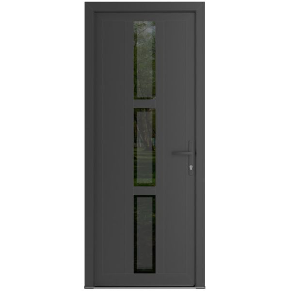 Front Exterior Prehung Metal-PlasticDoor | Manux 8112 Antracite Grey | Office Commercial and Residential Doors Entrance Patio Garage W36" x H80" Left hand Inswing