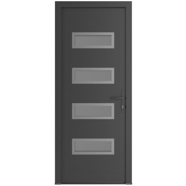 Front Exterior Prehung Metal-PlasticDoor | Manux 8113 Antracite Grey | Office Commercial and Residential Doors Entrance Patio Garage W32" x H80" Left hand Inswing