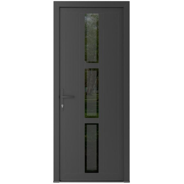 Front Exterior Prehung Metal-PlasticDoor | Manux 8112 Antracite Grey | Office Commercial and Residential Doors Entrance Patio Garage W36" x H80" Right hand Inswing