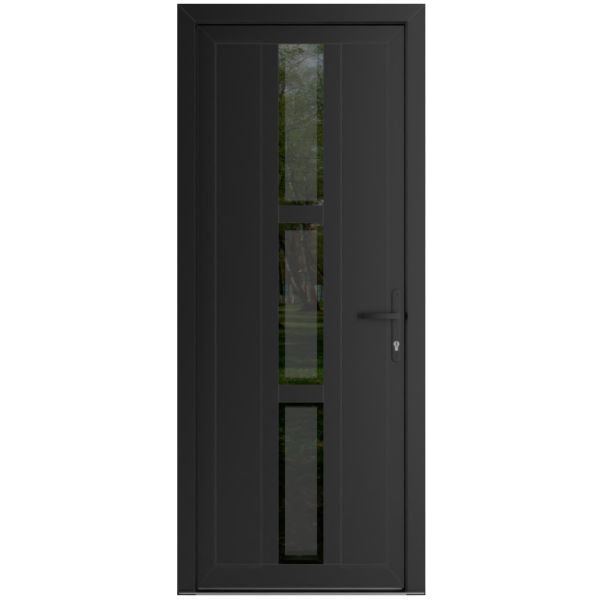 Front Exterior Prehung Metal-PlasticDoor | Manux 8112 Matte Black | Office Commercial and Residential Doors Entrance Patio Garage W36" x H80" Left hand Inswing