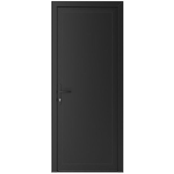 Front Exterior Prehung Metal-PlasticDoor Frosted Glass | Manux 8111 Matte Black | Office Commercial and Residential Doors Entrance Patio Garage W36" x H80" Right hand Inswing
