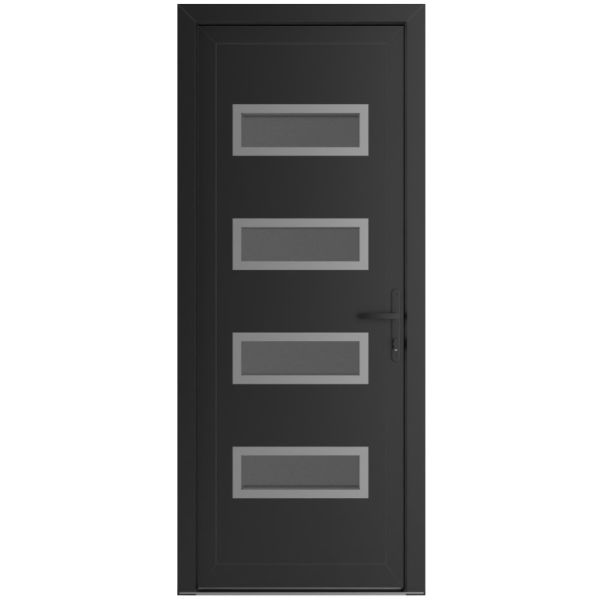 Front Exterior Prehung Metal-PlasticDoor | Manux 8113 Matte Black | Office Commercial and Residential Doors Entrance Patio Garage W32" x H80" Left hand Inswing
