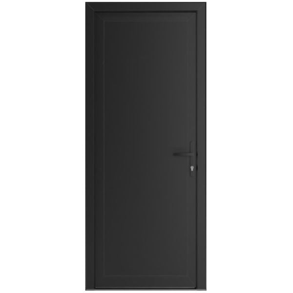Front Exterior Prehung Metal-PlasticDoor Frosted Glass | Manux 8111 Matte Black | Office Commercial and Residential Doors Entrance Patio Garage W36" x H80" Left hand Inswing