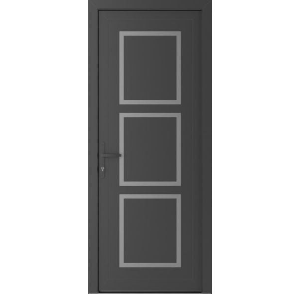 Front Exterior Prehung Metal-PlasticDoor | Manux 8661 Antracite Grey | Office Commercial and Residential Doors Entrance Patio Garage W36" x H80" Right hand Inswing