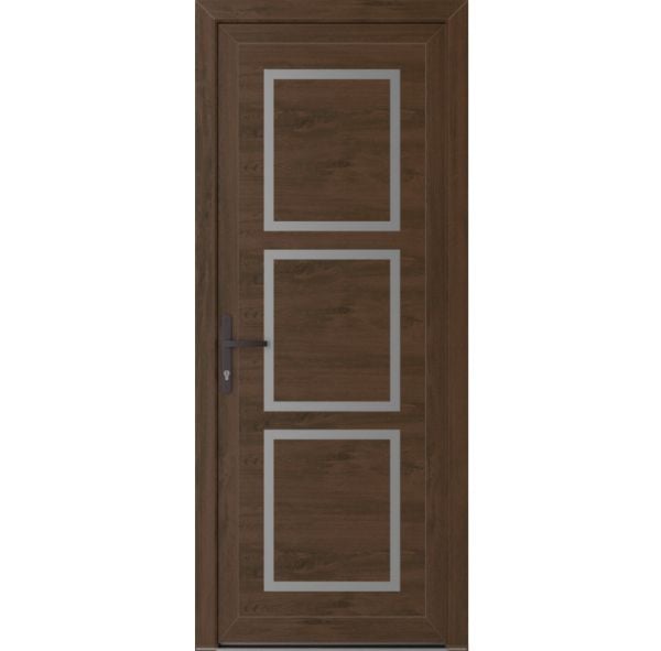 Front Exterior Prehung Metal-PlasticDoor | Manux 8661 Walnut | Office Commercial and Residential Doors Entrance Patio Garage W36" x H80" Right hand Inswing