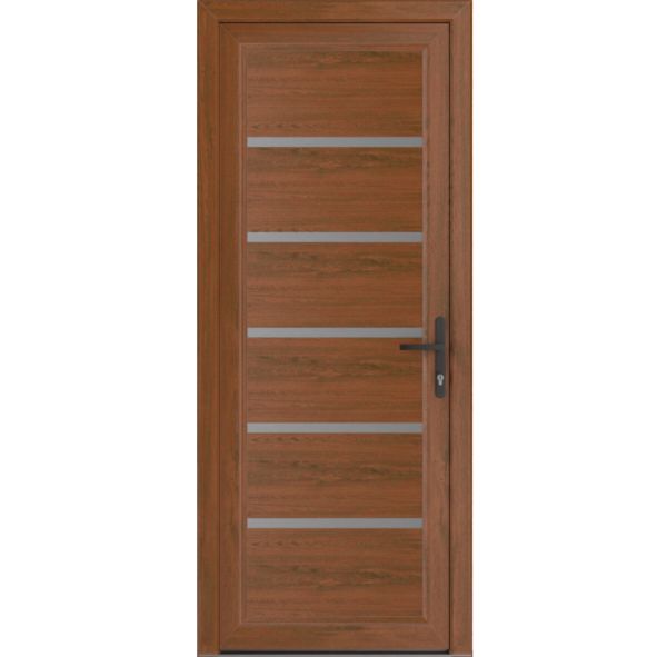 Front Exterior Prehung Metal-PlasticDoor | Manux 8415 Walnut | Office Commercial and Residential Doors Entrance Patio Garage W32" x H80" Left hand Inswing