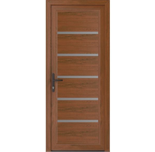 Front Exterior Prehung Metal-PlasticDoor | Manux 8415 Walnut | Office Commercial and Residential Doors Entrance Patio Garage W36" x H80" Right hand Inswing