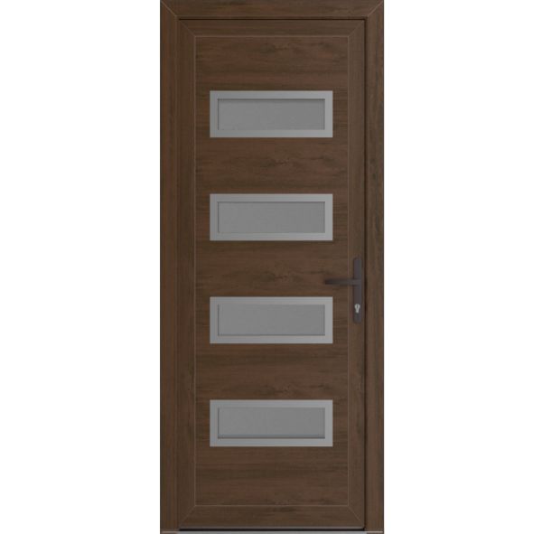 Front Exterior Prehung Metal-PlasticDoor | Manux 8113 Walnut | Office Commercial and Residential Doors Entrance Patio Garage W36" x H80" Left hand Inswing
