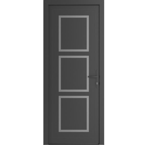 Front Exterior Prehung Metal-PlasticDoor | Manux 8661 Antracite Grey | Office Commercial and Residential Doors Entrance Patio Garage W36" x H80" Left hand Inswing