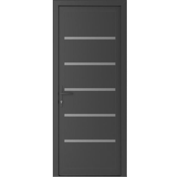Front Exterior Prehung Metal-PlasticDoor | Manux 8415 Antracite Grey | Office Commercial and Residential Doors Entrance Patio Garage W30" x H80" Right hand Inswing