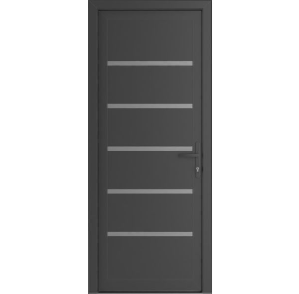Front Exterior Prehung Metal-PlasticDoor | Manux 8415 Antracite Grey | Office Commercial and Residential Doors Entrance Patio Garage W36" x H80" Left hand Inswing