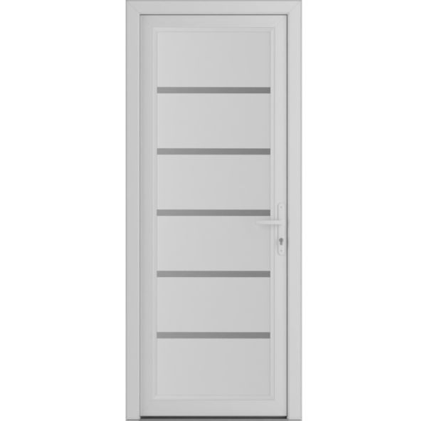 Front Exterior Prehung Metal-PlasticDoor | Manux 8415 White Silk | Office Commercial and Residential Doors Entrance Patio Garage W36" x H80" Left hand Inswing