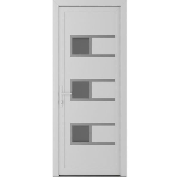 Front Exterior Prehung Metal-PlasticDoor | Manux 8933 White Silk | Office Commercial and Residential Doors Entrance Patio Garage W32" x H80" Right hand Inswing