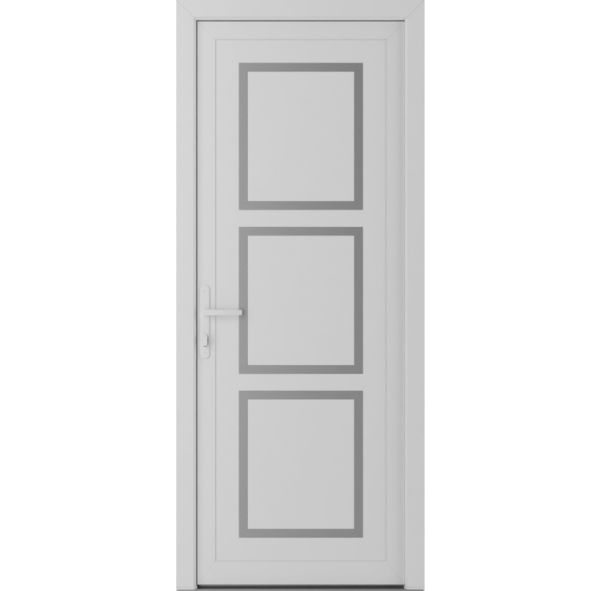 Front Exterior Prehung Metal-PlasticDoor | Manux 8661 White Silk | Office Commercial and Residential Doors Entrance Patio Garage W36" x H80" Right hand Inswing