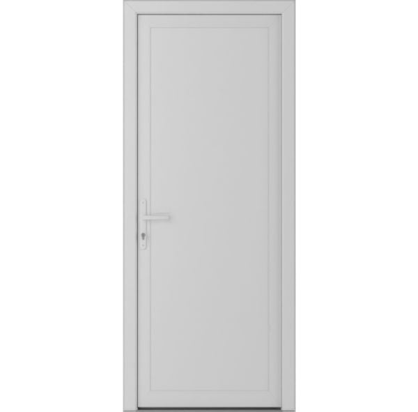 Front Exterior Prehung Metal-PlasticDoor Frosted Glass | Manux 8111 White Silk | Office Commercial and Residential Doors Entrance Patio Garage W36" x H80" Right hand Inswing