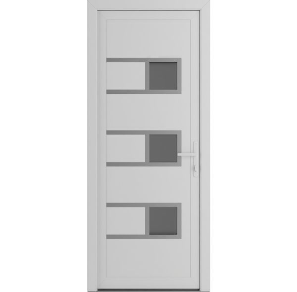 Front Exterior Prehung Metal-PlasticDoor | Manux 8933 White Silk | Office Commercial and Residential Doors Entrance Patio Garage W30" x H80" Left hand Inswing