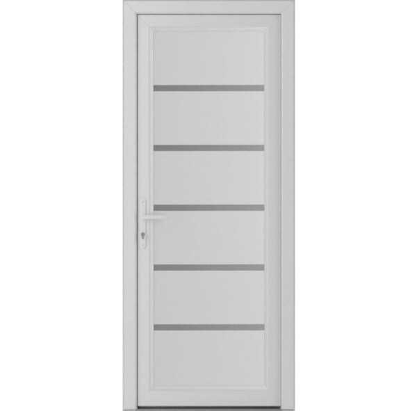 Front Exterior Prehung Metal-PlasticDoor | Manux 8415 White Silk | Office Commercial and Residential Doors Entrance Patio Garage W36" x H80" Right hand Inswing