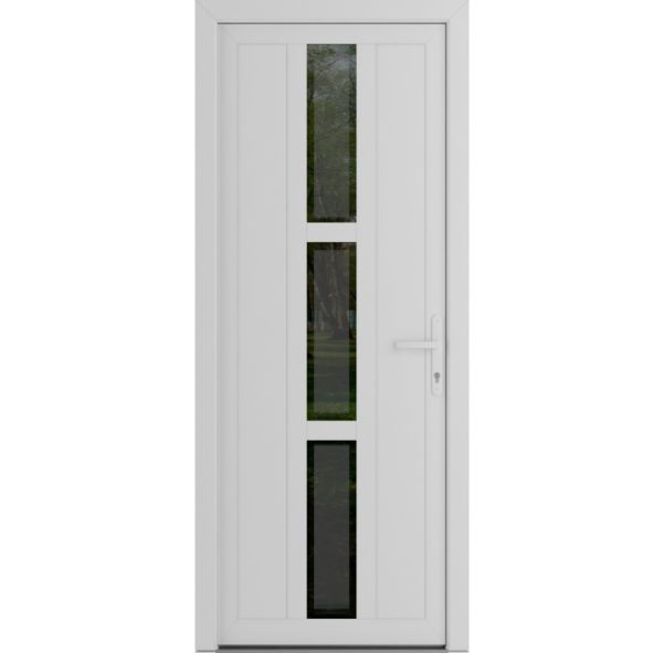 Front Exterior Prehung Metal-PlasticDoor | Manux 8112 White Silk | Office Commercial and Residential Doors Entrance Patio Garage W36" x H80" Left hand Inswing