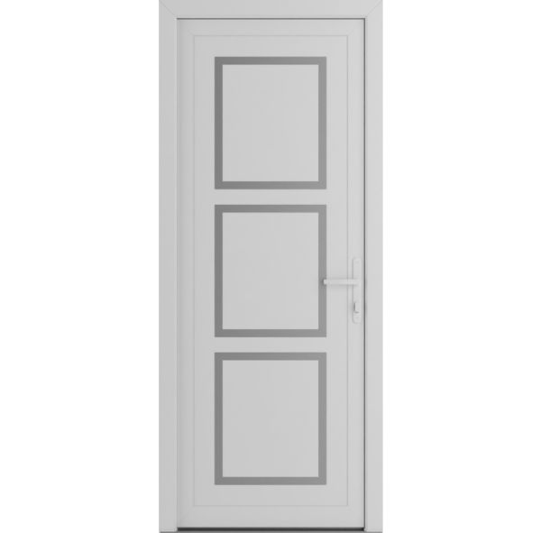 Front Exterior Prehung Metal-PlasticDoor | Manux 8661 White Silk | Office Commercial and Residential Doors Entrance Patio Garage W36" x H80" Left hand Inswing